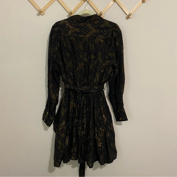 Roller Rabbit Black and Gold Midi Button Front Dress XL - Picture 8 of 10